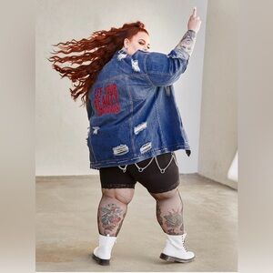 Fashion to Figure Blue Jean Jacket with Red Accents